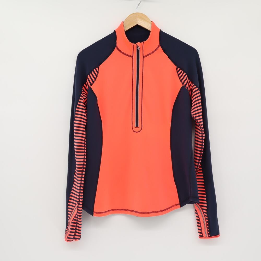 Lululemon Run U-Turn 1/2 Zip Pullover Sz 8 Light Flare Inkwell Classic Stripe